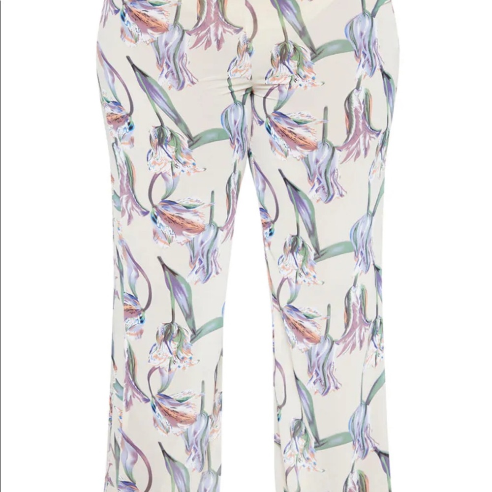 Dusty pink floral wide leg pants